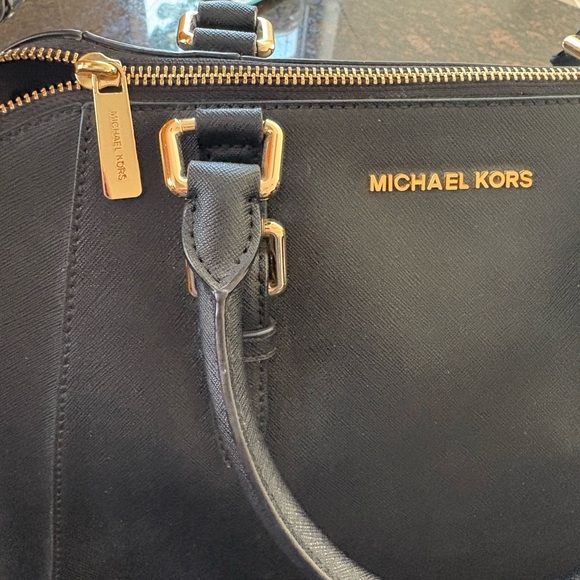 Michael Kors Black Satchel with Gold Accents - Picture 3 of 6